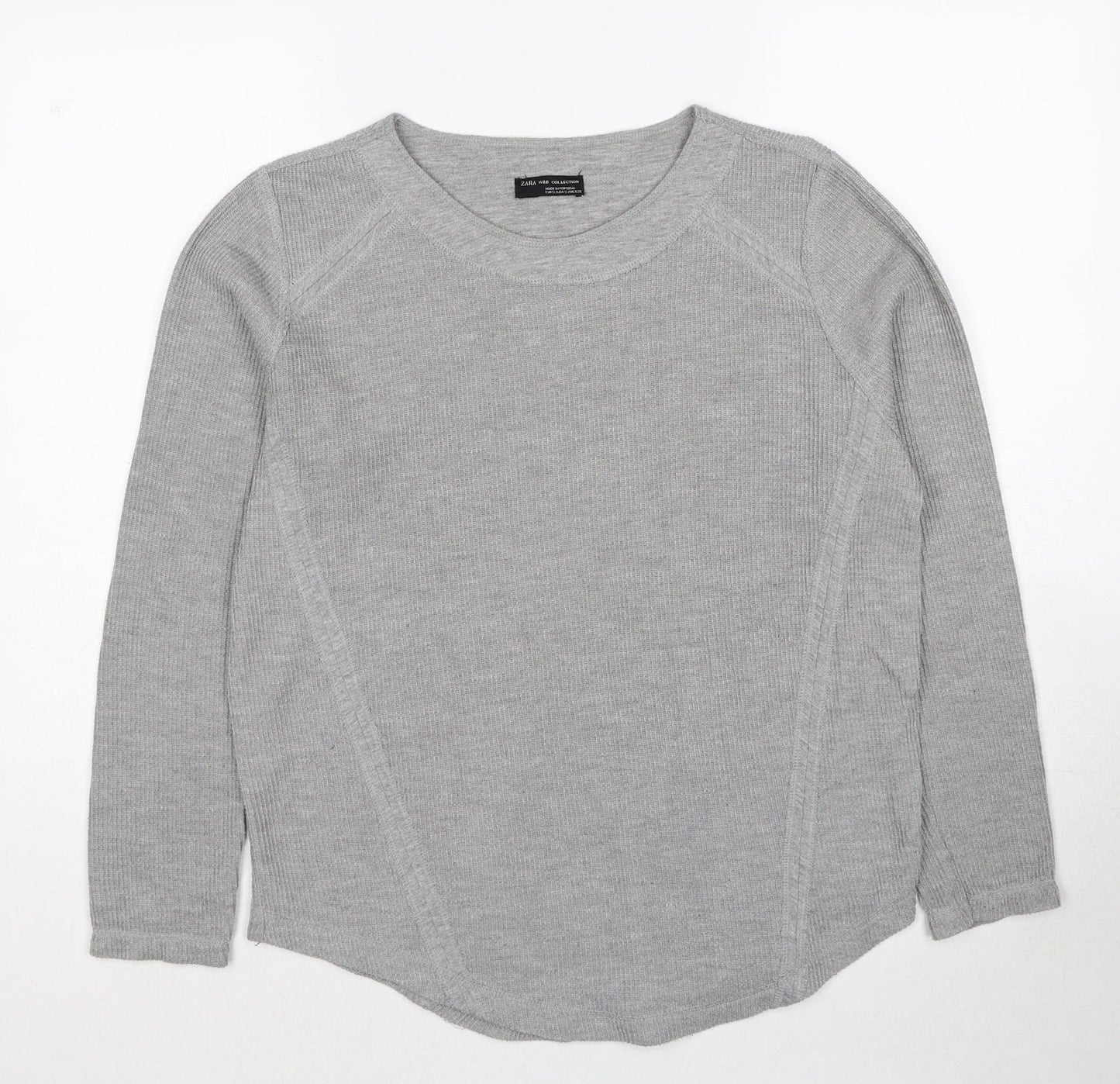 Zara Mens Grey Polyester Pullover Sweatshirt Size S