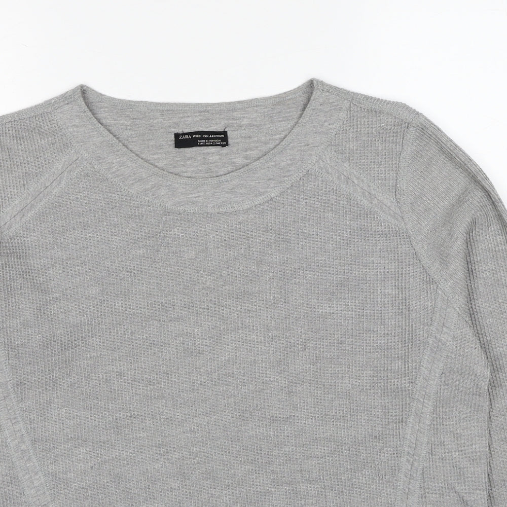 Zara Mens Grey Polyester Pullover Sweatshirt Size S