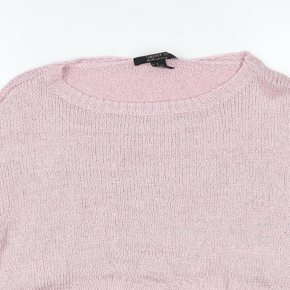 Womens UK Size M FOREVER 21 Pink Pullover Jumper