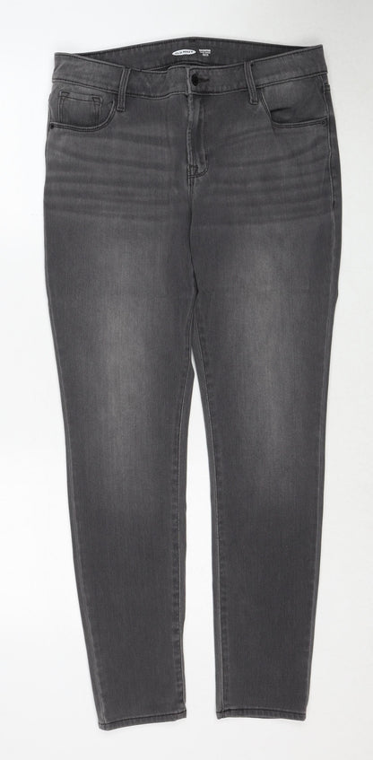 Old Navy Womens Grey Cotton Skinny Jeans Size 12 Regular Zip