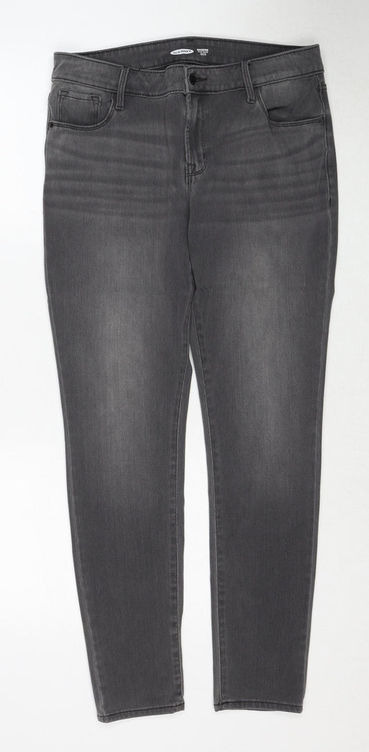 Old Navy Womens Grey Cotton Skinny Jeans Size 12 Regular Zip