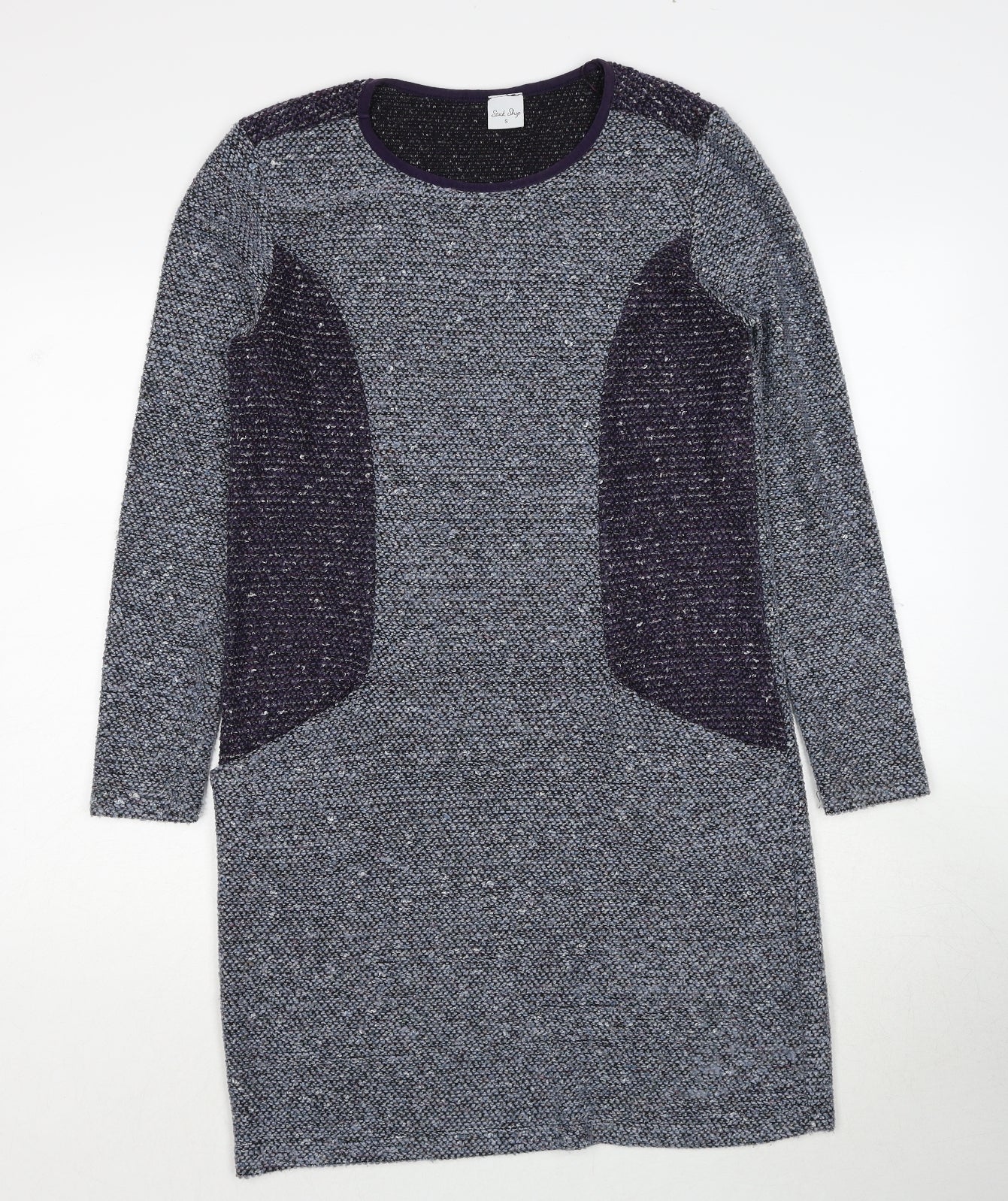 Stock Shop Womens Black Colourblock Polyester Jumper Dress Size S Round Neck Pullover