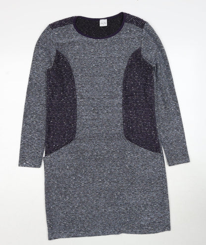 Stock Shop Womens Black Colourblock Polyester Jumper Dress Size S Round Neck Pullover
