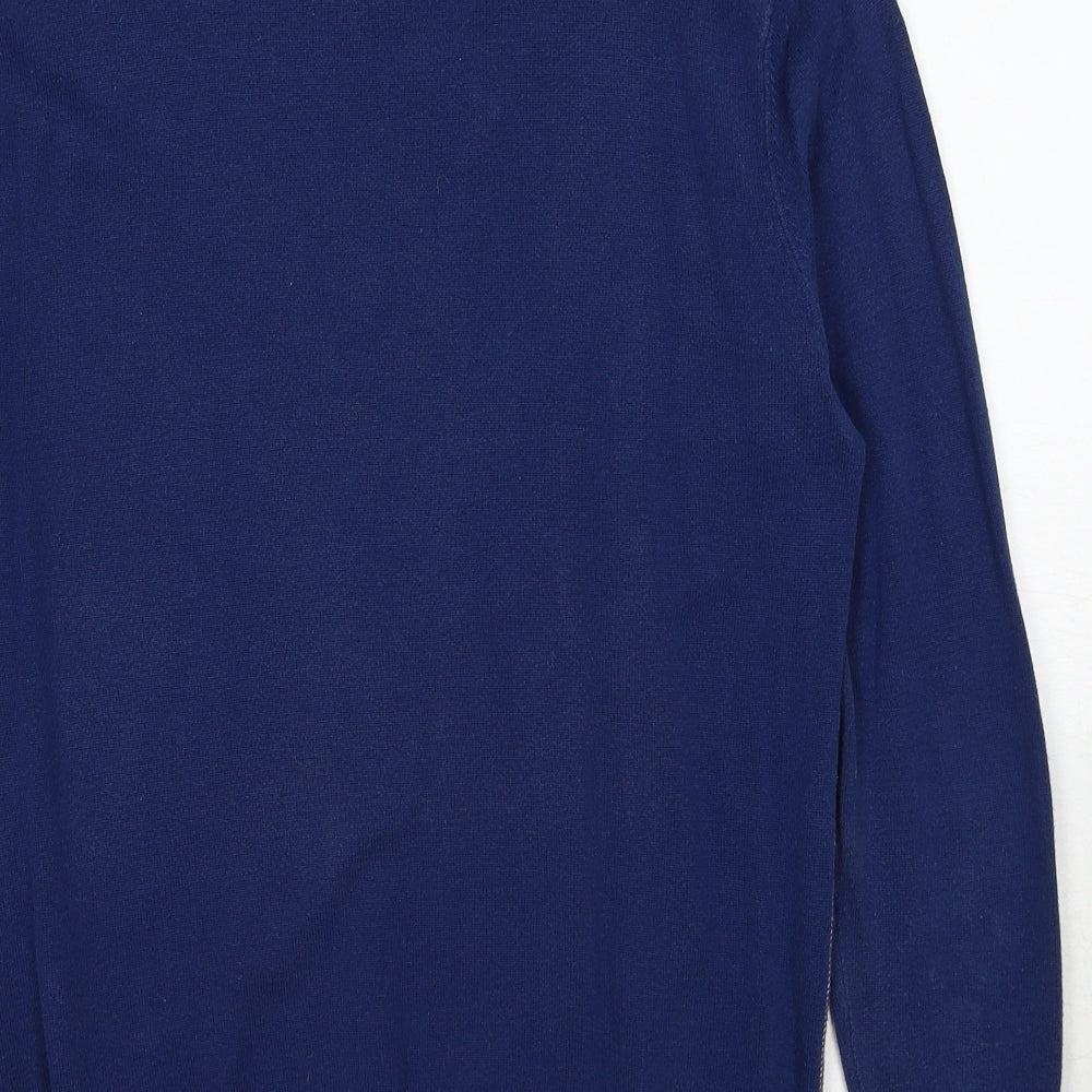 Burton Mens Blue Round Neck Geometric Cotton Pullover Jumper Size M Long Sleeve