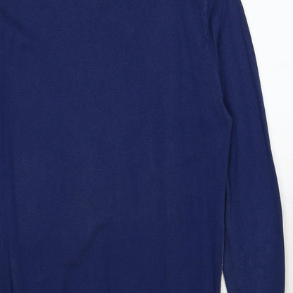 Burton Mens Blue Round Neck Geometric Cotton Pullover Jumper Size M Long Sleeve