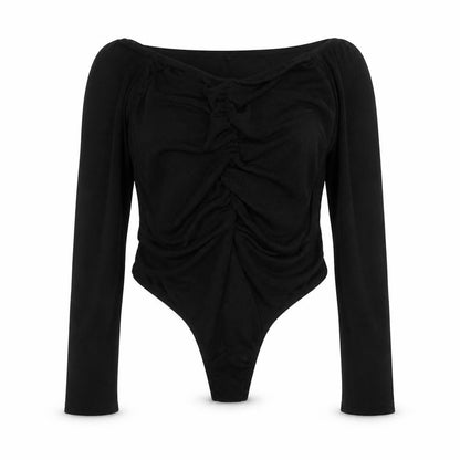 Boohoo Womens Black Polyester Bodysuit One-Piece Size 10 Snap