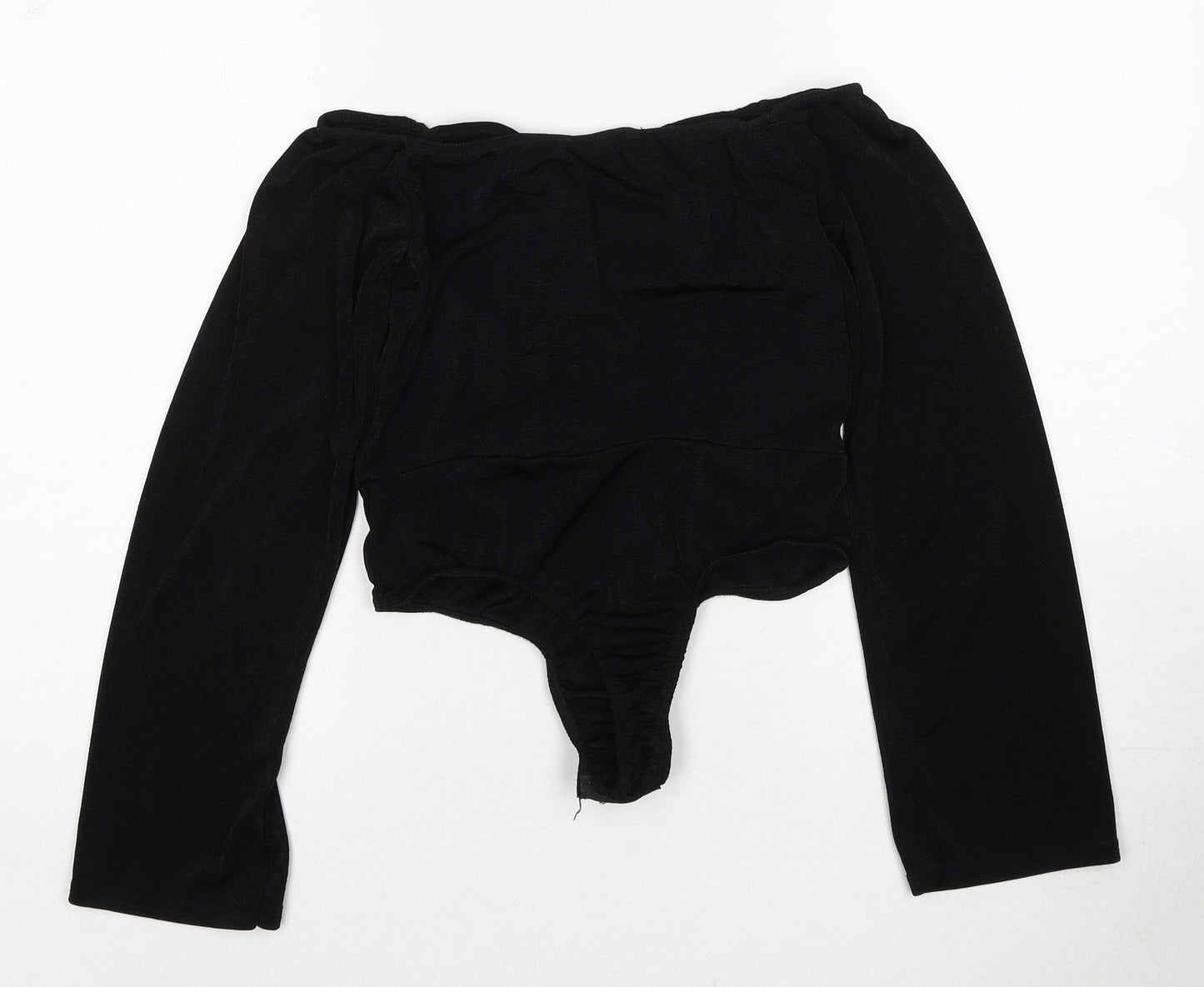 Boohoo Womens Black Polyester Bodysuit One-Piece Size 10 Snap