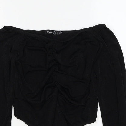 Boohoo Womens Black Polyester Bodysuit One-Piece Size 10 Snap