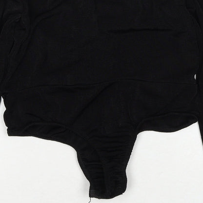 Boohoo Womens Black Polyester Bodysuit One-Piece Size 10 Snap