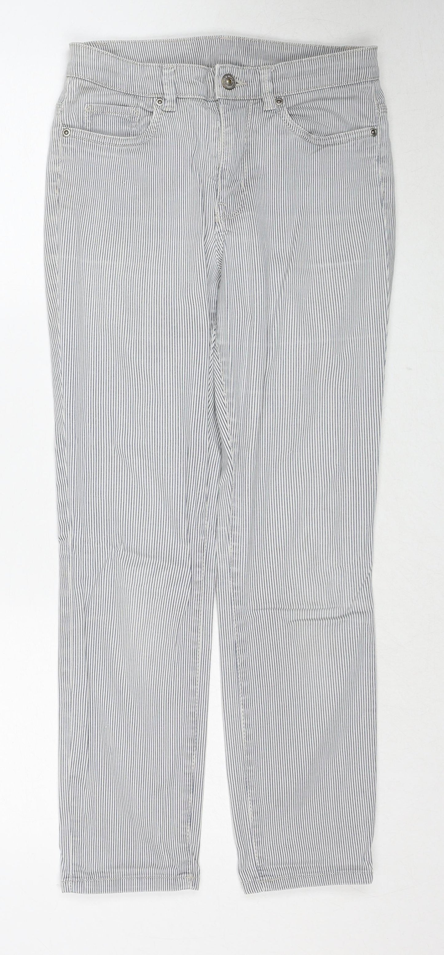 Label Of Grade Womens Blue Striped Cotton Straight Jeans Size 26 in Regular Button