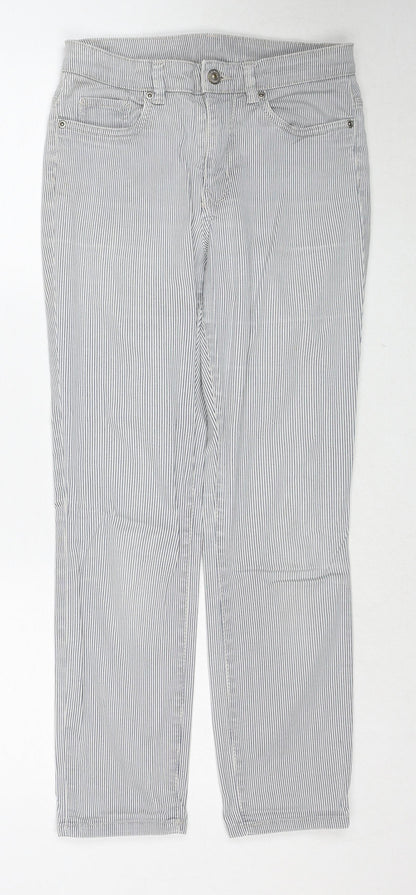Label Of Grade Womens Blue Striped Cotton Straight Jeans Size 26 in Regular Button