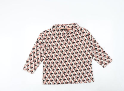 Mongul Womens Multicoloured Geometric Cotton Basic Blouse Size S Round Neck