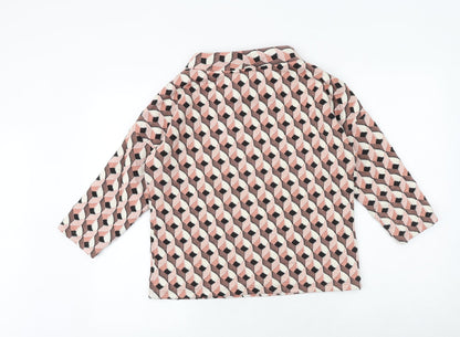 Mongul Womens Multicoloured Geometric Cotton Basic Blouse Size S Round Neck