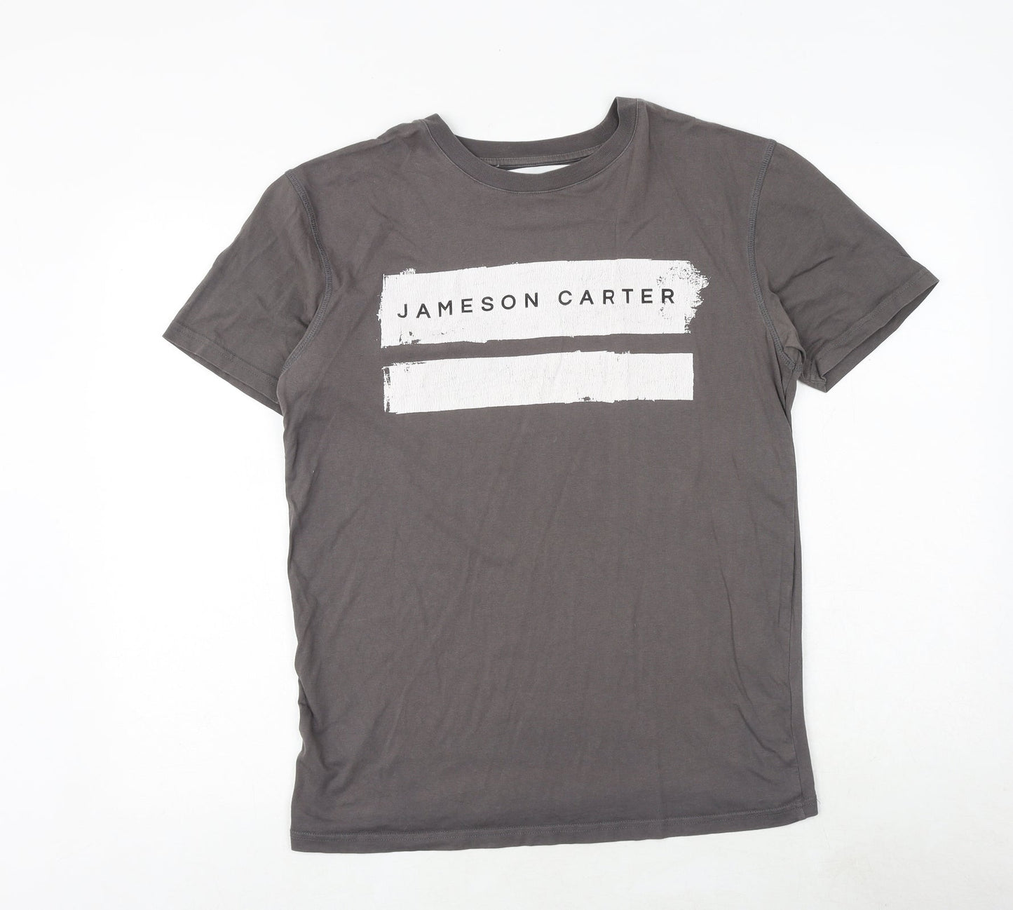Jameson Carter Mens Grey Cotton T-Shirt Size S Round Neck