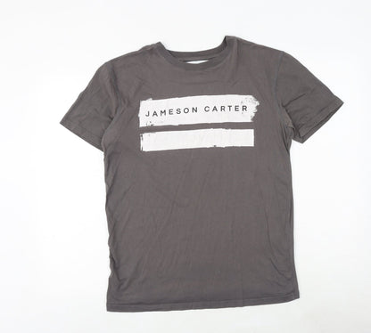 Jameson Carter Mens Grey Cotton T-Shirt Size S Round Neck