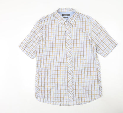 ARMANDO Mens Blue Check 100% Cotton Button-Up Size XL Collared Button