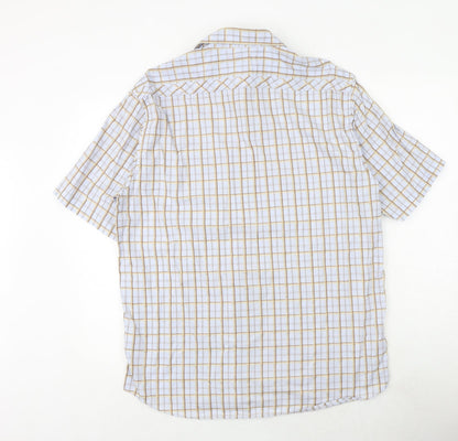 ARMANDO Mens Blue Check 100% Cotton Button-Up Size XL Collared Button