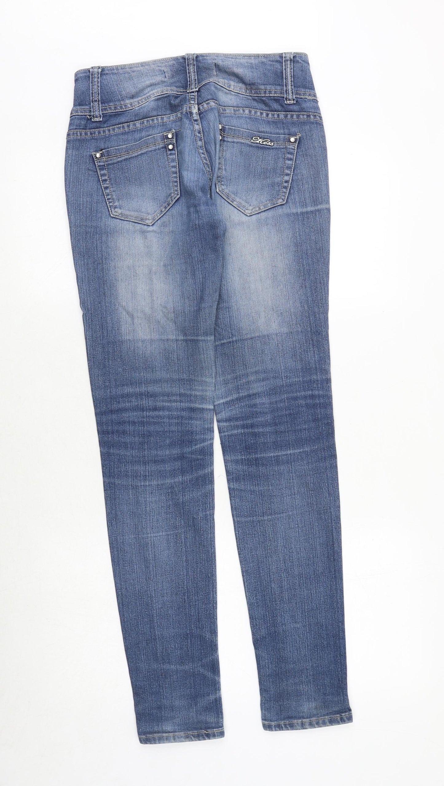 kess miss Womens Blue Cotton Skinny Jeans Size S Regular Zip
