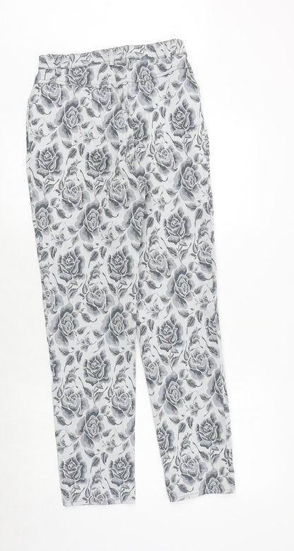 oktavia Womens Grey Floral Cotton Straight Jeans Size 12 Regular Zip