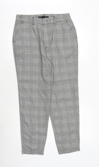 Mens UK Size M Bluesteel Regular Fit Carrot Grey Trousers