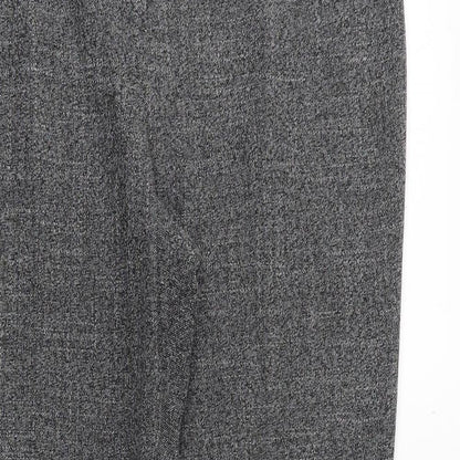 M&Co Womens Grey Geometric Polyester Chino Trousers Size 14 Regular Zip