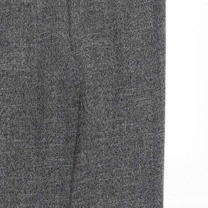 M&Co Womens Grey Geometric Polyester Chino Trousers Size 14 Regular Zip