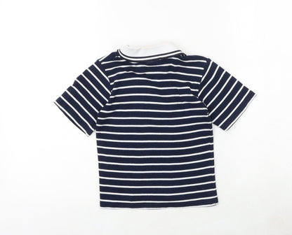 Spirit of Cannes Boys Blue Striped 100% Cotton Pullover Polo Size 3 Years Collared Button - French Riviera