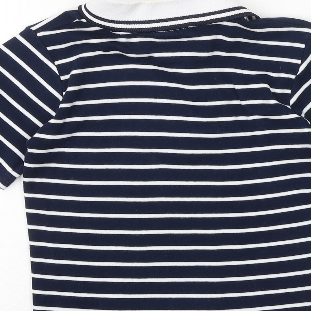 Spirit of Cannes Boys Blue Striped 100% Cotton Pullover Polo Size 3 Years Collared Button - French Riviera