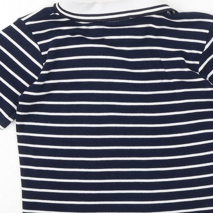 Spirit of Cannes Boys Blue Striped 100% Cotton Pullover Polo Size 3 Years Collared Button - French Riviera
