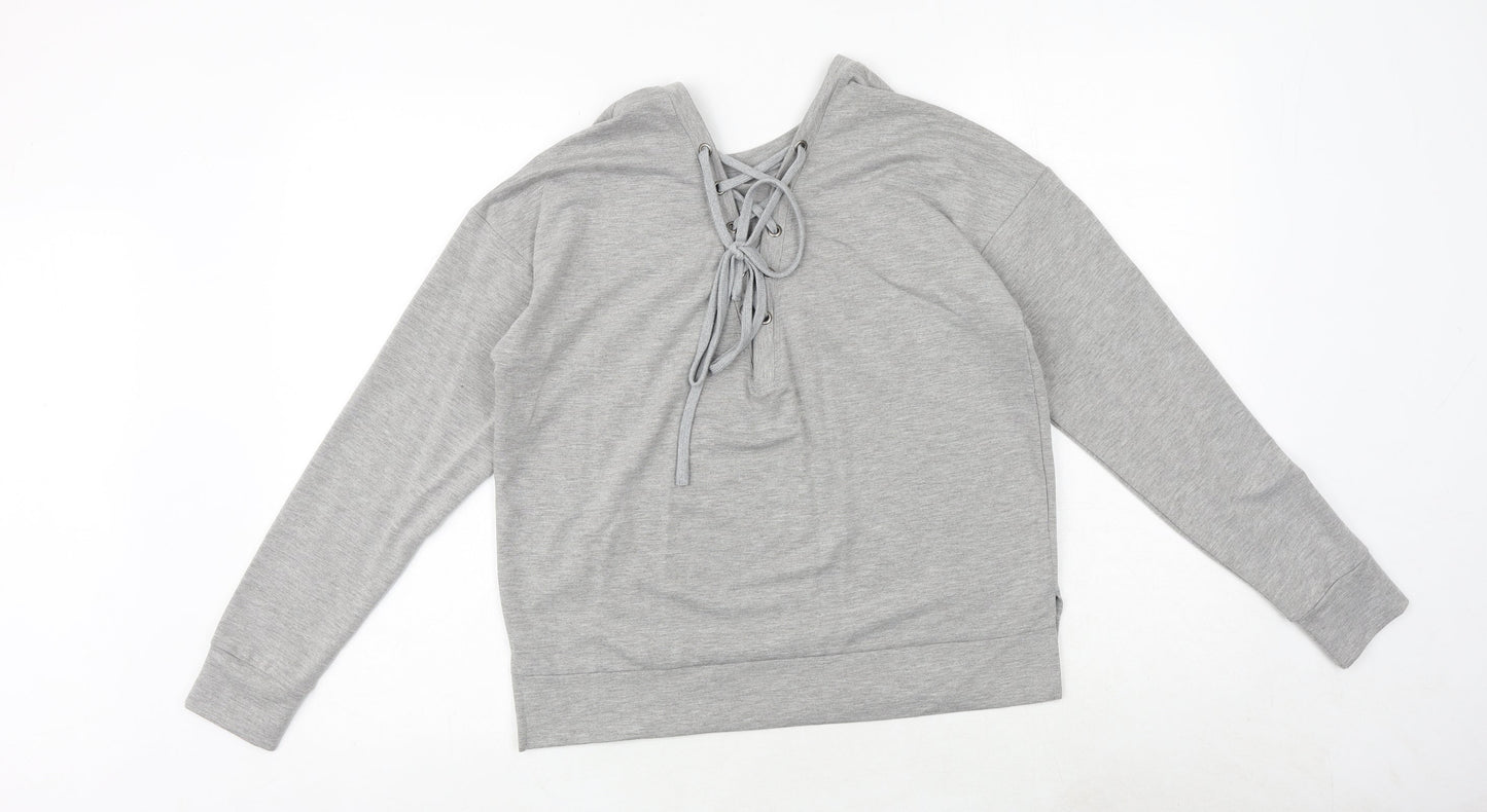 kyoden Womens Grey Viscose Pullover Sweatshirt Size S Pullover - Lace Up Back