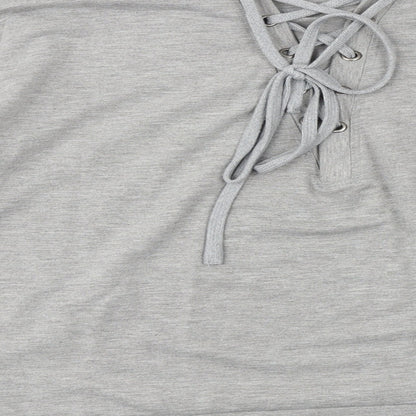 kyoden Womens Grey Viscose Pullover Sweatshirt Size S Pullover - Lace Up Back