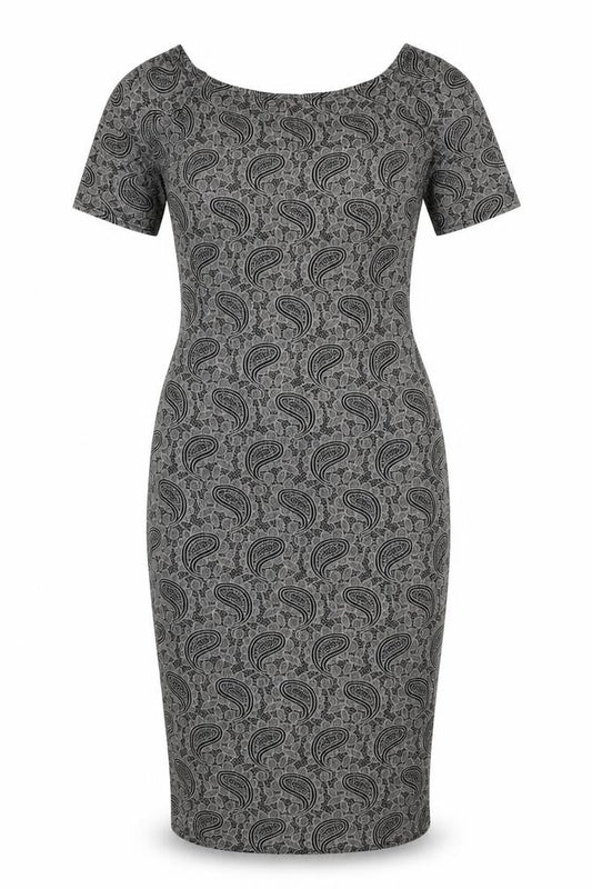Club L Womens Black Paisley Polyester Bodycon Size 10 Boat Neck Pullover