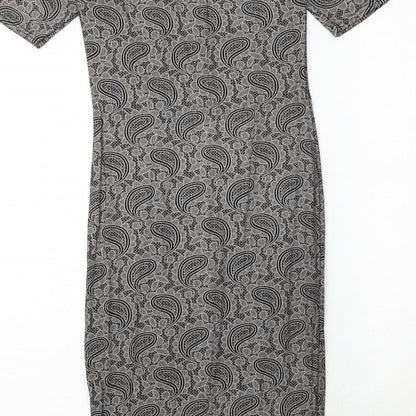 Club L Womens Black Paisley Polyester Bodycon Size 10 Boat Neck Pullover