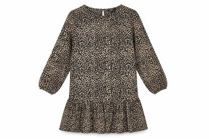 Lipsy Womens Brown Animal Print Polyester Shift Size 10 Boat Neck Button - Leopard Print