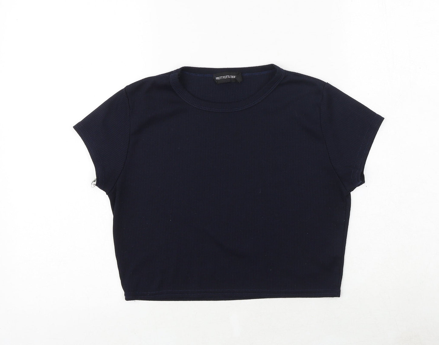 Womens UK Size 14 PRETTYLITTLETHING Blue Cropped T-Shirt