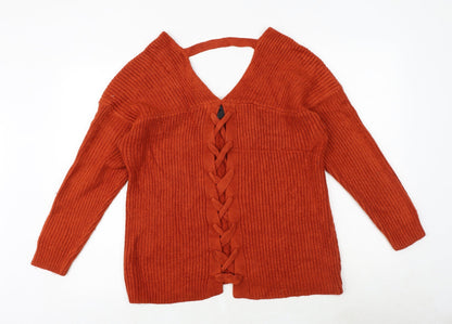 Womens UK Size S New Look Orange Pullover Jumper