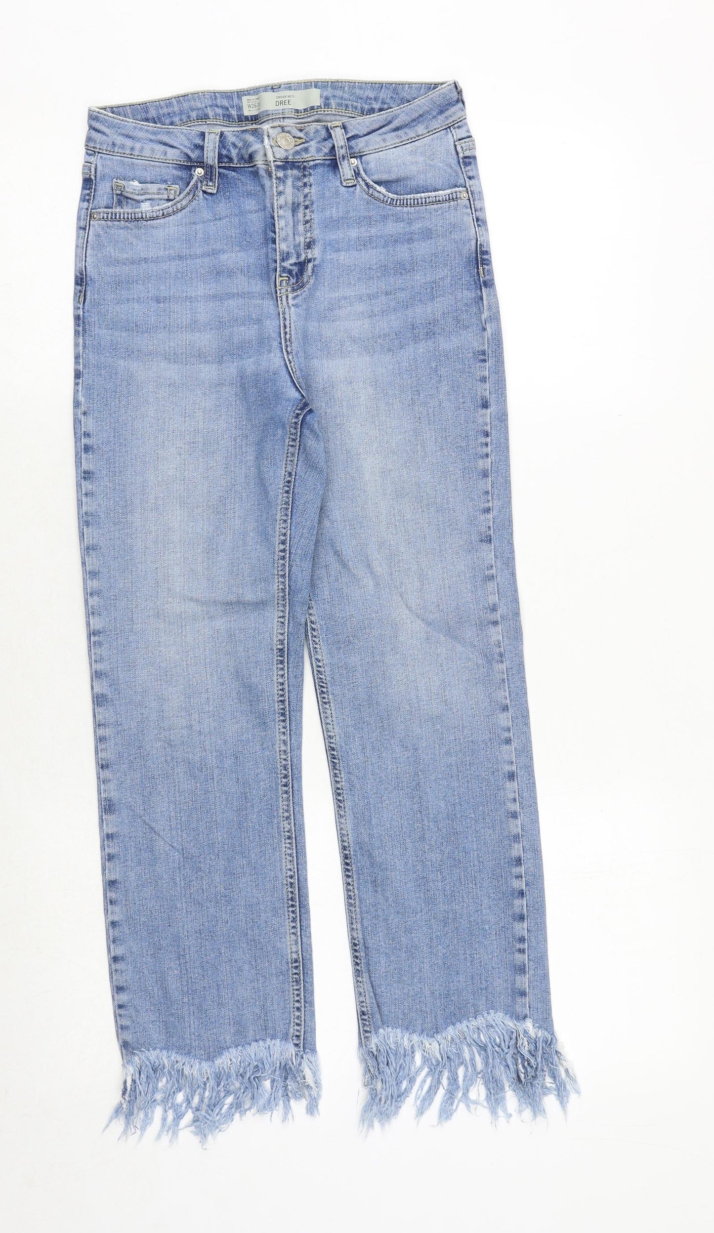 Topshop Womens Blue Cotton Straight Jeans Size 26 in Regular Zip