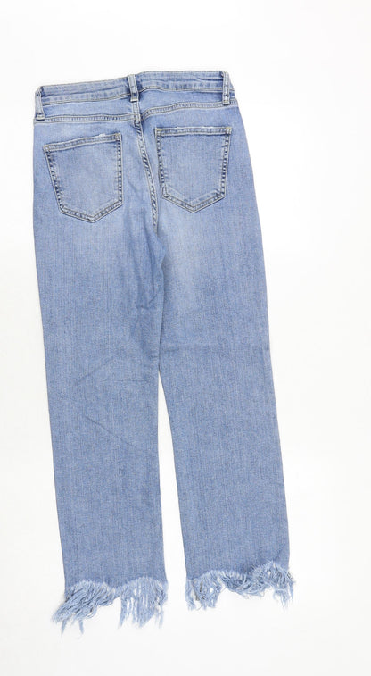 Topshop Womens Blue Cotton Straight Jeans Size 26 in Regular Zip