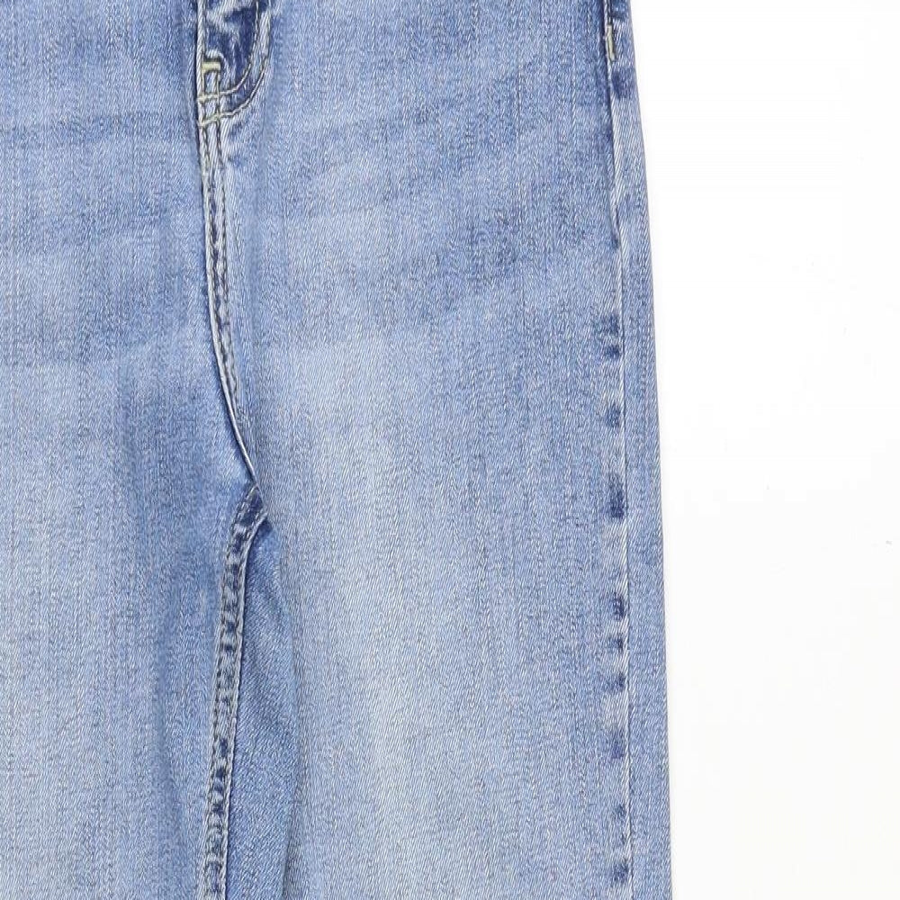 Topshop Womens Blue Cotton Straight Jeans Size 26 in Regular Zip