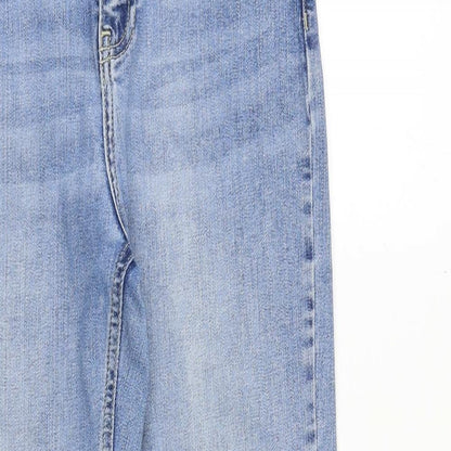 Topshop Womens Blue Cotton Straight Jeans Size 26 in Regular Zip