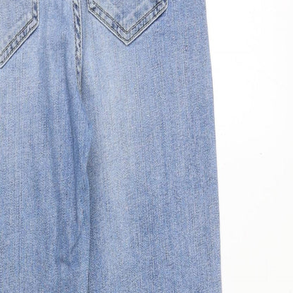 Topshop Womens Blue Cotton Straight Jeans Size 26 in Regular Zip