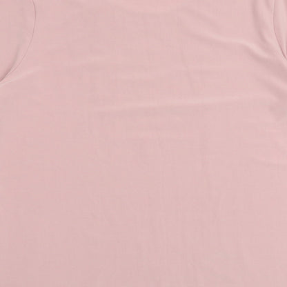 Classics Womens Pink Polyester Basic T-Shirt Size 16 Round Neck