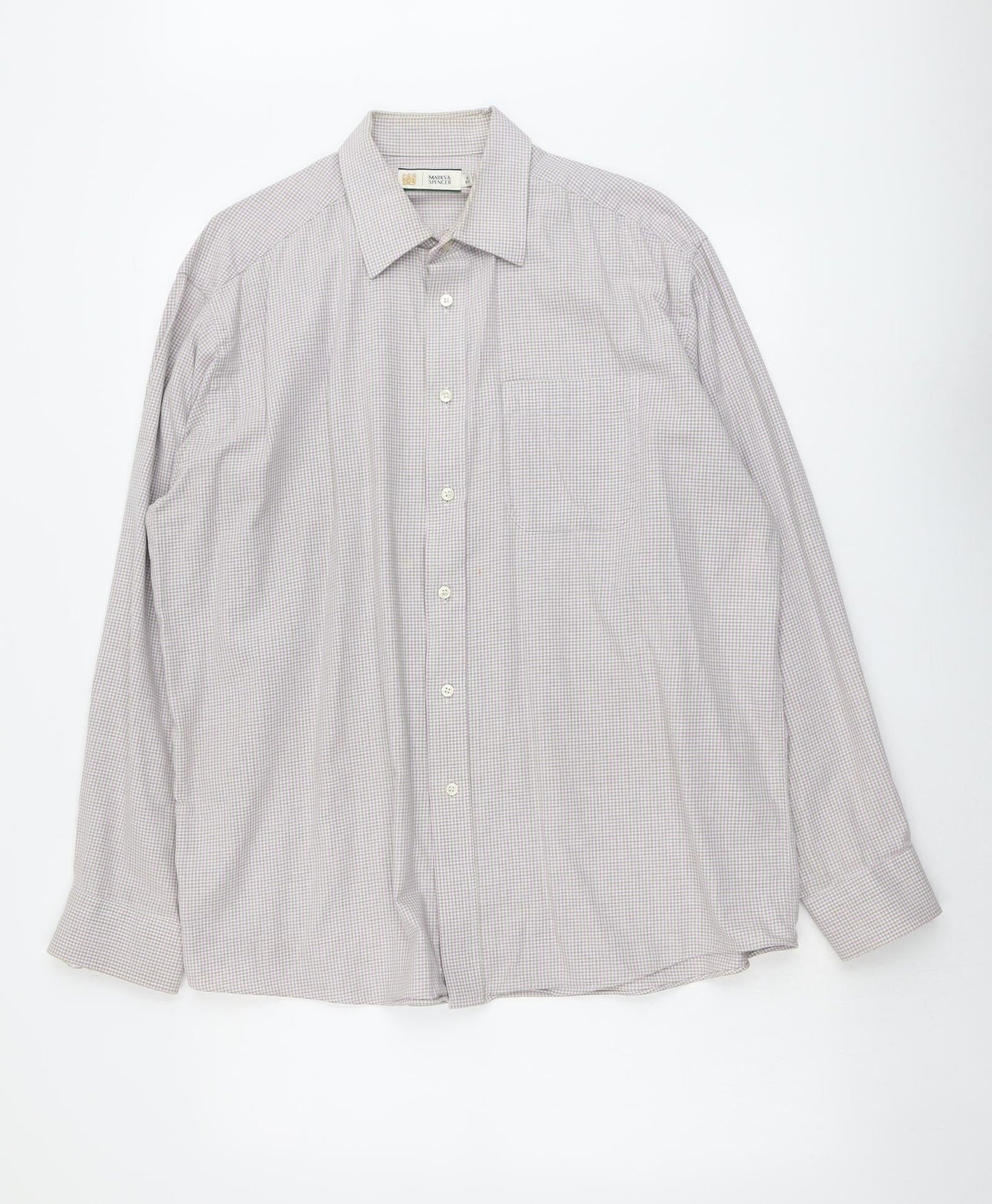 Mens UK Size 16.5 Marks and Spencer Pink  Button-Up Long Sleeve Casual Shirt