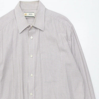Mens UK Size 16.5 Marks and Spencer Pink  Button-Up Long Sleeve Casual Shirt