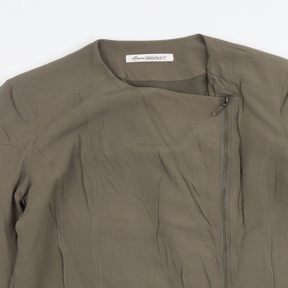 Womens UK Size 12 ANNE WEYBURN Green Biker Coat