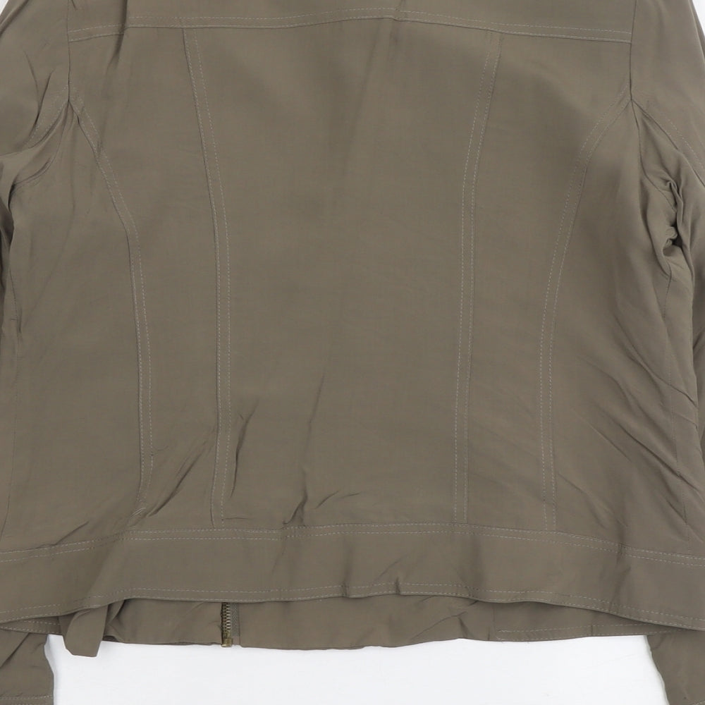 Womens UK Size 12 ANNE WEYBURN Green Biker Coat