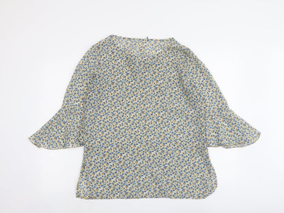 Miller's Womens Beige Floral Polyester Basic Blouse Size 12 Round Neck