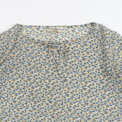 Miller's Womens Beige Floral Polyester Basic Blouse Size 12 Round Neck