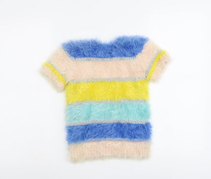 John Lewis Girls Multicoloured Round Neck Striped Polyamide Pullover Jumper Size 6 Years Pullover - Fluffy