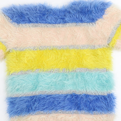John Lewis Girls Multicoloured Round Neck Striped Polyamide Pullover Jumper Size 6 Years Pullover - Fluffy